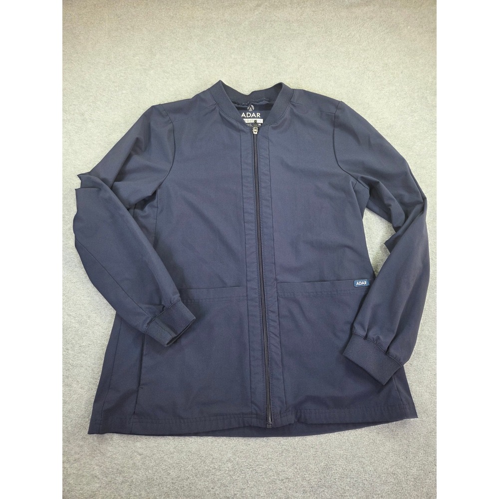 Adar Women Addition Zip Front Scrub Jacket Size M Navy Blue Medcore